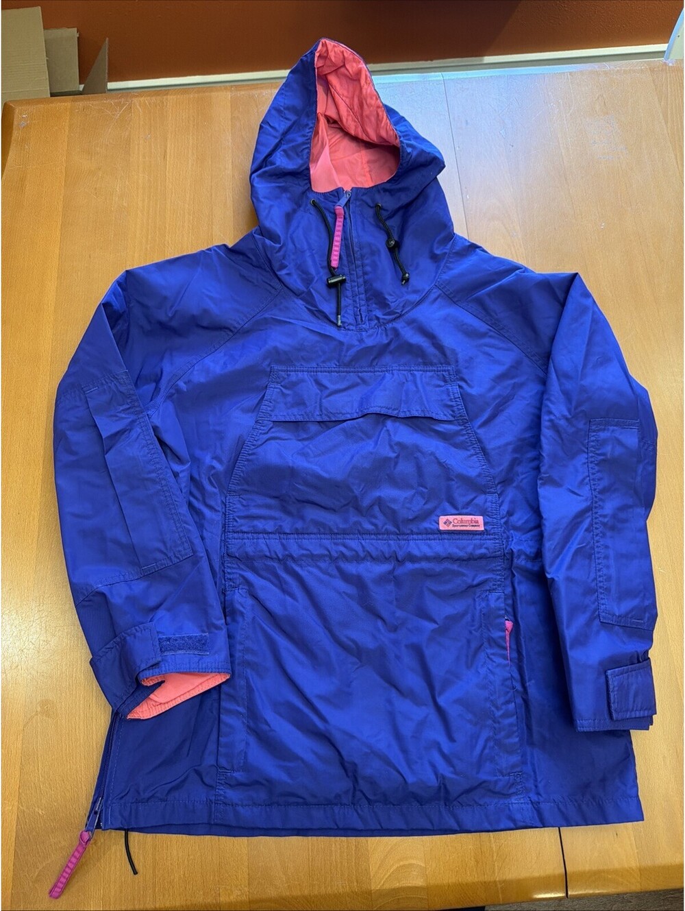 Vintage Columbia Anorak Pullover Hooded Jacket Kangaroo Pocket Womens Medium